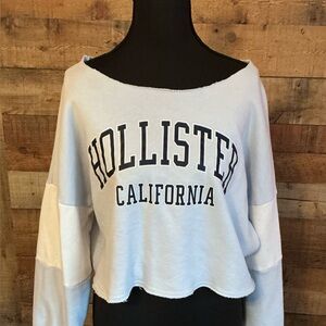 Hollister Women's White Cropped Sweatshirt